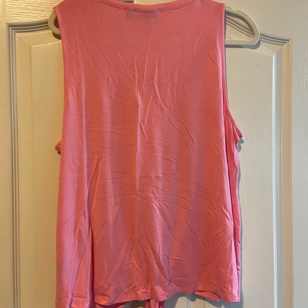 Apt. 9 Pink V-Neck Sleeveless Top with tie - Picture 2 of 3
